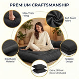 Cosovia Japanese Floor Mattress Futon Mattress, 3.5 Inch Thick Foldable Roll Up Tatami Mat with 2 Pillow Covers, Twin Size Floor Bed for Guest Room Dorm Camping Kids, Black Cosovia