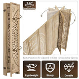 WelFurGeer Handcrafted Carved Wooden Room Divider Screen, Folding Privacy Screen for Room Separation, Decorative Room Dividers, 360° Adjustable Folding Panels for Privacy, Home, Office & Patio WelFurGeer