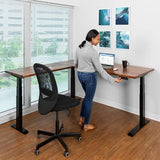 S STAND UP DESK STORE Triple Motor Electric L-Shaped Corner Standing Desk with EZ Assemble Frame (Black Frame/Solid Walnut Top, 71 inch W x 71 inch D) S Stand Up Desk Store