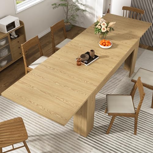 70.8"-110" Extendable Dining Table for 6-12 Person, Wooden Dining Room Table, Modern Extendable Table for Gatherings, Meeting for Small Kitchens, Dining Office Areas(Natural) Fingertip WD