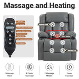 Culect Electric Lift Recliner with Massage Heating Function Mild Zero-Gravity and Stand-Assist Feature, Recliner Chair with 2 Remote Controls and USB Port, Large Side Pockets, Gray PU