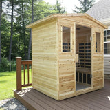 Kanlanth Outdoor Infrared Sauna with Red Light Therapy, 4 Person 2050watt Canadian Hemlock Wood Personal Sauna Room for Indoor Home, with Blue-Tooth, 4 Chromo Therapy Lighting, Control, Cup Holder Kanlanth