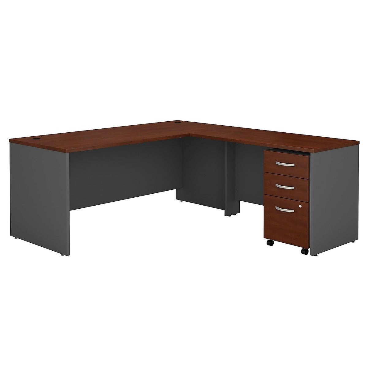 Bush Business Furniture Series C 72W L Shaped Desk with 48W Return and Mobile File Cabinet in Hansen Cherry Bush Business Furniture