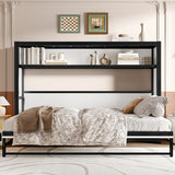 FAMIKITO Twin Size Murphy Bed, Wall Beds with Storage Shelf, Hidden Bedframe for Guest Room, Study, Home Office, Bedroom, Space Saving, White FAMIKITO