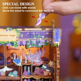 MOMIBOOK Book Nook Kit 153 Pcs DIY Miniature Dollhouse Kit for Adults, 3D Wooden Puzzle Mini Booknook Bookend Bookshelf Decor, Tiny House Model, Party Christmas Birthday Gifts, Fingertip Magic Cabin