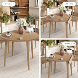 COLAMY 3-Piece Extendable Dining Table Set for 2, 36" Kitchen Round Wood Table with 2 Wooden Dining Room Chairs,Light Brown/Beige COLAMY