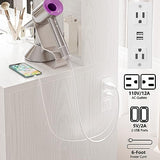 IRONCK Vanity Desk Set with Large LED Lighted Mirror & Power Outlet, 7 Drawers Vanities Dressing Makeup Table with Storage Bench, for Bedroom, Industrial Style White IRONCK