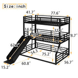 Harper & Bright Designs Metal Triple Bunk Bed with Slide, Twin Over Twin Over Full Bunk Bed with Safety Guardrails, Heavy-Duty Bunkbeds with Noise-Reduced Design, No Box Spring Needed, Black Harper & Bright Designs
