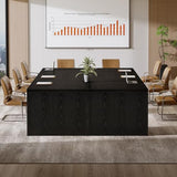 Tribesigns 12 ft Conference Table for 10-14 People, 142-Inch Rectangular Executive Meeting Table for Office, Farmhouse Sturdy Business Desk for Office Conference Room, (2, Black) Tribesigns