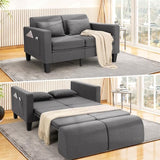 SEJOV 6-in-1 Convertible Sofa Bed, 58" Loveseat Sleeper Sofas with Pull Out Couch Bed, Removable Backrest, Storage Pockets and 2 Pillows, Modern Folding Linen Futon Couch for Small Spaces, Gray SEJOV