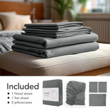Deconovo Queen Sheet Set–4Piece Brushed Microfiber Bedding with Deep 16 inch Pocket,Soft & Durable Sheets,All‑Around Elastic Fitted,Machine Washable–1 Flat,1 Fitted,2 Pillowcases,Grey Deconovo