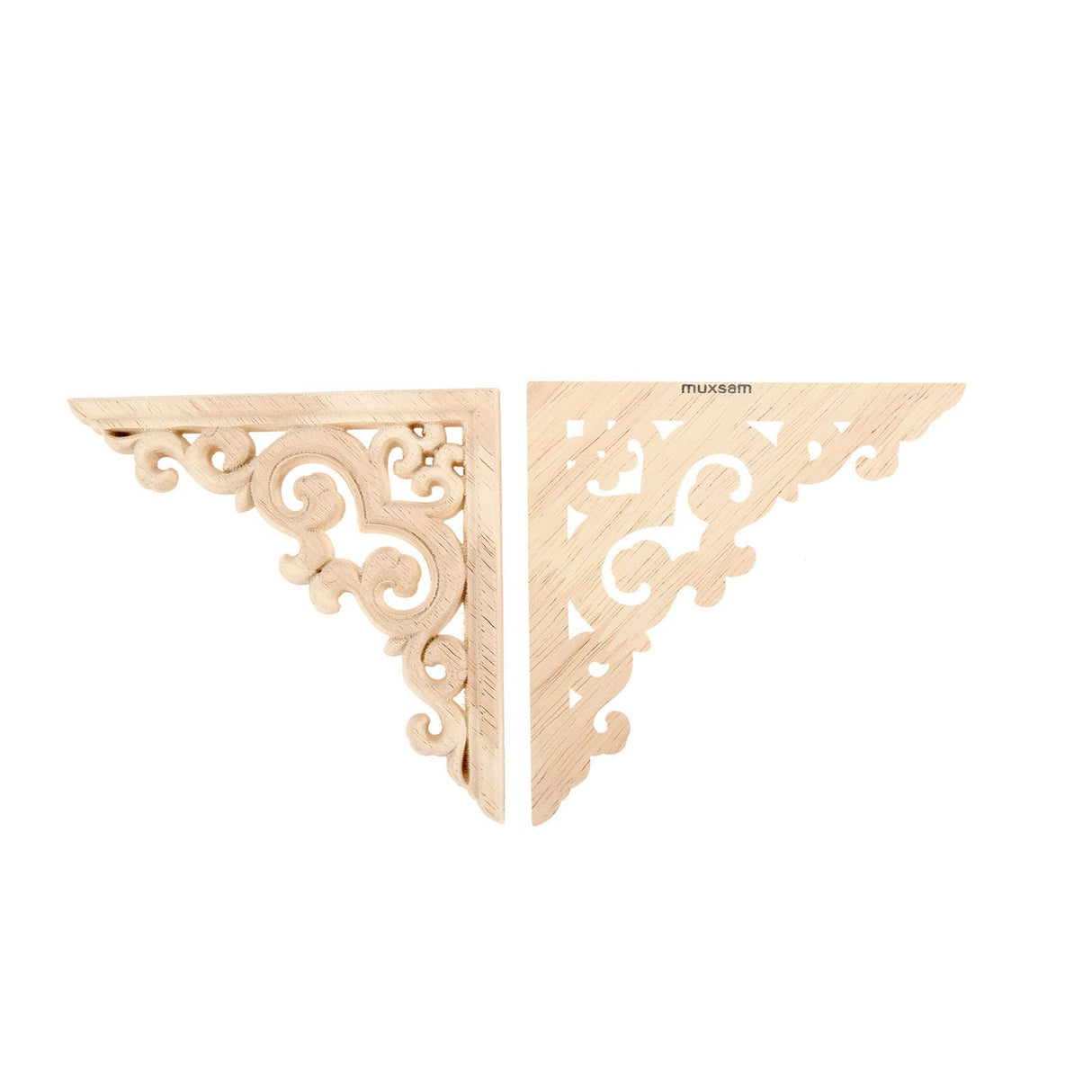 MUXSAM 4-Pack Wood Carved Applique Corner Onlay, 11x11cm/4.33"x4.33", Unpainted Furniture Decals for Cabinet Cupboard Corner Door Bed Home Decoration(Style-A) MUXSAM