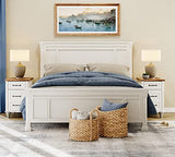 WAMPAT 2 Pack White End Table with Charging Station, Wood Side Sofa Table with Drawer and Storage Cabinet, Modern Nightstand with Power Outlets & USB Ports for Living Room, Bedroom WAMPAT