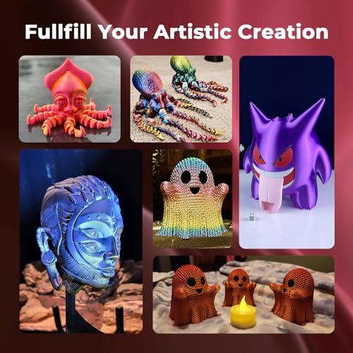 AMOLEN Silk PLA 3D Printer Filament, Silk Dual Color Red Black PLA Filament 1.75mm, Shiny Coextrusion PLA Filament, Color Change 3D Printing Filament 1KG/2.2lb AMOLEN