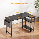 CubiCubi L Shaped Desk, 47 Inch Computer Desk with Reversible Storage Shelves Home Office Corner Desk Study Writing Table, Black CubiCubi