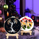 Fall Maple Leaf Embroidery Starter Kits for Beginners Adults, Halloween Stamped Cross Stitch Kit for Beginners Adults, Skeleton Embroidery Needlepoint Kit, 2 Embroidery Hoops (Attached Video Tutorial)