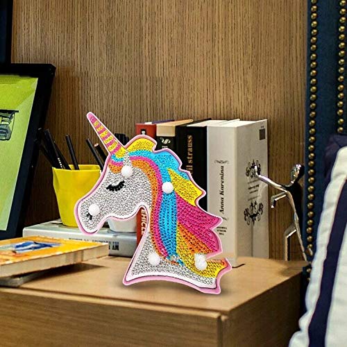 YOBEYI Diamond Painting Unicorn with LED Lights DIY Special Shaped Full Drill Crystal Diamond Drawing Bedside Lamp for Home Decoration (Unicorn A) YOBEYI