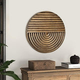 Musanpou Hand-carved Wood Wall Decor featuring Artistic Round Design for Farmhouse and Country-style Interiors | Wall Art Decoration | 11.8 inches x 11.8 inches (brown) Musanpou