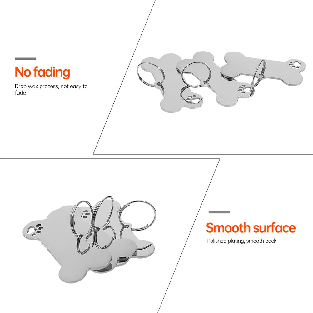 POPETPOP Pet Id Tags 18 pcs pet Dog tag Custom Tags Metal Blank pet tag Sublimation pet tag cat Name Label Tags Dog Collar Tags Dog ID Tag Sublimation Blank cat Tags Bone Stainless Steel POPETPOP