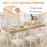 Zevemomo 63"-78.7" Expandable Dining Table, 6-10 Extendable Dining Table, Rectangle Conference Table, Farmhouse Kitchen Table with Slide Track, Tapered U-Shaped Wood Legs for Office, Living Room-Oak Zevemomo
