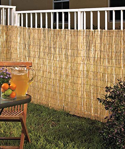 Master Garden Products RF-6 Natural Woven with Black Nylon Coated Wire, 6'H x 14'L Reed Fence, Yellow Master Garden Products