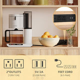 DWVO Oak Microwave Stand Bakers Rack with Power Outlet and Storage Cabinet DWVO