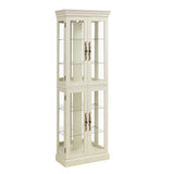Lighted Glass Curio Cabinet with Lights & Adjustable Shelves,White Corner Curio Display Cabinet with Wood Frame (Free Standing,Light Bulb Include) YiaFurio