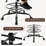 Karl home Drafting Chair Height Adjustable for Standing Desk, PU Upholstered Tall Office Swivel Desk Chair with Flip-Up Armrests, Ergonomic Lumbar Support, Adjustable Foot Ring, Black Karl home