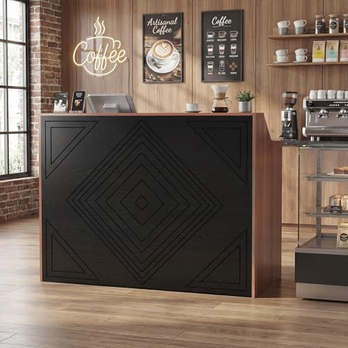 Reception Desk with Counter, Front Desk with Storage Cabinet and Drawer, 47 inch Modern Retail Counter with Cable Grommet for Checkout, Barber, Beauty Salon, Home Office ANGRYWIN