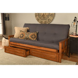 Kodiak Furniture Monterey Barbados Storage Wood Futon with Twill Gray Mattress Kodiak Furniture