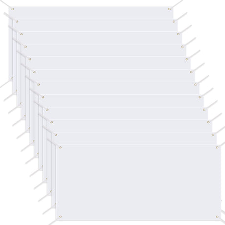 Shimeyao 12 Pcs 2 x 4 ft Sublimation First Day of School Banner Blank White Banner with Rope Paintable Shower Party Decoration Large Polyester Wedding Sign DIY Business Material Indoor Outdoor Shimeyao