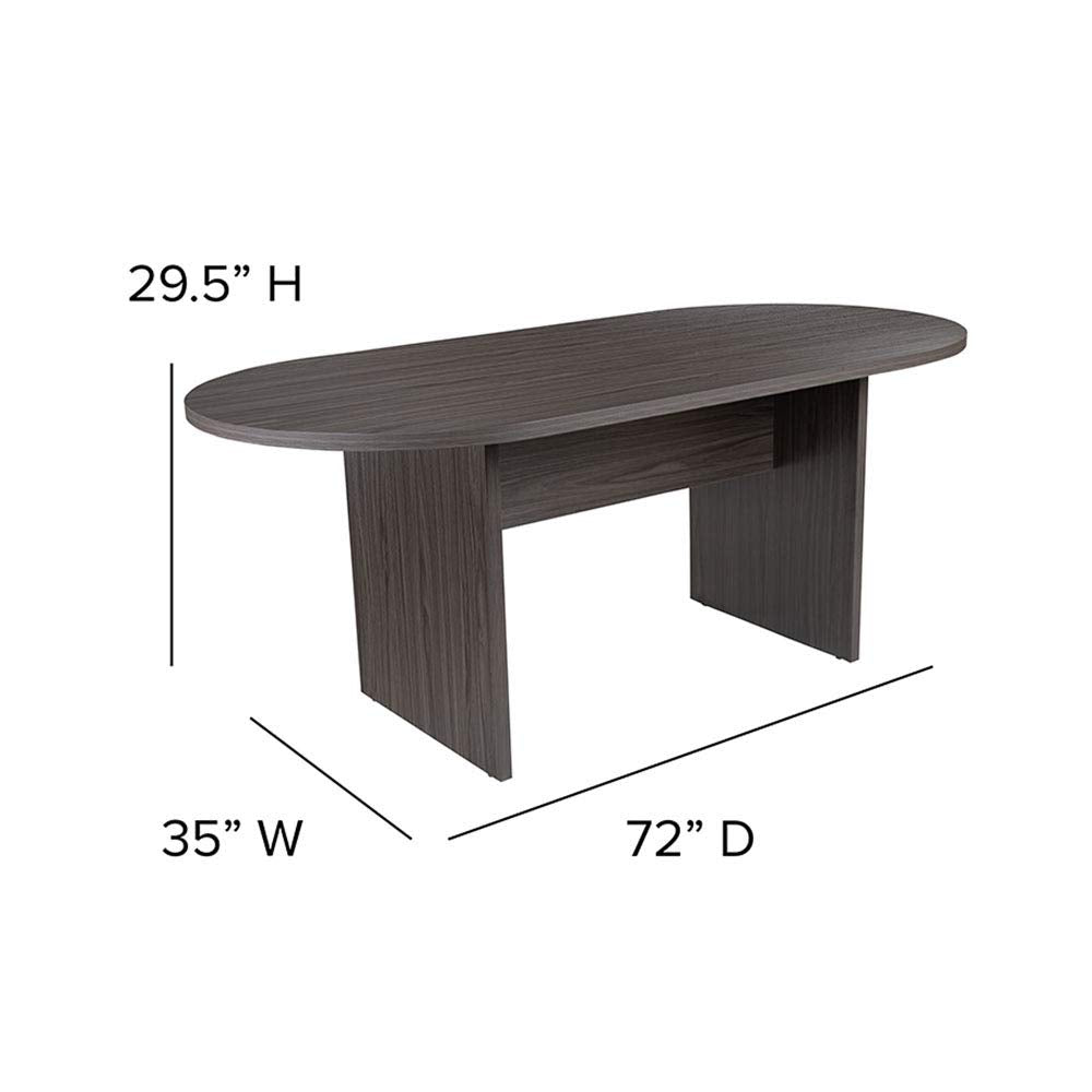 Flash Furniture Jones 6' Oval Multipurpose Conference Table, Business Meeting Table for Office and Conference Rooms, Rustic Gray Flash Furniture