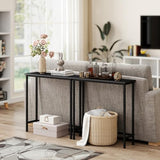HollyHOME Narrow Console Table, 29.5" Slim Entryway Table, Sofa Stand, Hallway Shelf for Hallway, Bedroom, Living Room, Foyer, Black HollyHOME