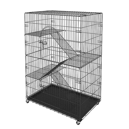 VEVOR Cat Cage Indoor Catio Cat Enclosure, Large Cat House on Rotating Wheels, 4-Tier Pet Playpen, Cat Crate Cat Kennel, 35.4" L x 23.6" W x 51" H