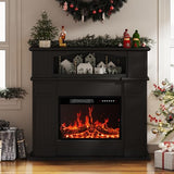 BOSSIN 43" Electric Fireplace with Mantel, 23 inch Electric Fireplace Insert, Freestanding TV Stand with Fireplace Heater,Wooden Surround Firebox Faux Log & Led Flames, Remote Control,750W/1500W Black BOSSIN