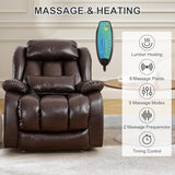 EDILLY XL Large Genuine Leather Lift Chair Recliner for Elderly, Dual Motor with Massage and Heating,with Double Lumbar Cushion and Extended Footrest,USB Port and Remote,Seat Width 26"(Brown)