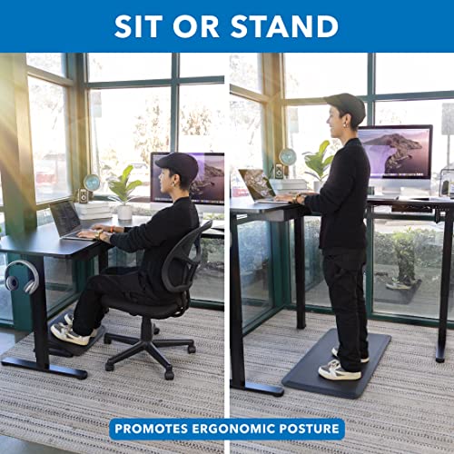 Mount-It! L Shaped Standing Desk - Large Electric Corner Height Adjustable Sit Stand Workstation Height Range 28.3-46.5", 3 Memory Settings, Steel Legs, Black Steel Frame, Black Tabletop Mount-It!