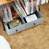 DALEMHOME Record Player Stand with Vinyl Storage, 2-Tier Record Shelf Table with Fabric Drawer, Holds Up to 110 Vinyl Records, Record Player Table for Turntable and Albums, 23.62"D × 11.81" W× 25.59"H DALEMHOME