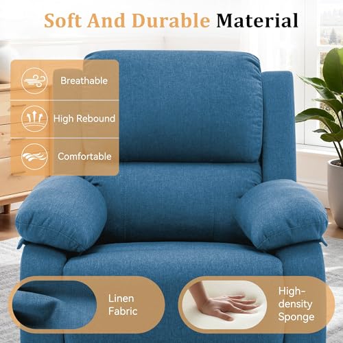 Korser Recliner Chair, 360 Swivel Rocker Chair for Adults, Small Rocking Recliner for Small Spaces, Upholstered Fabric Glider Recliner Nursery