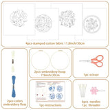 BEUNITONE 4 Set Embroidery Kit for Beginners, Blue Flower Cross Stitch Kits, Needlepoint Kits for Adults with Instructions and Full Kit, Classical Hand Embroidery Patterns for Cloth and Home Decor