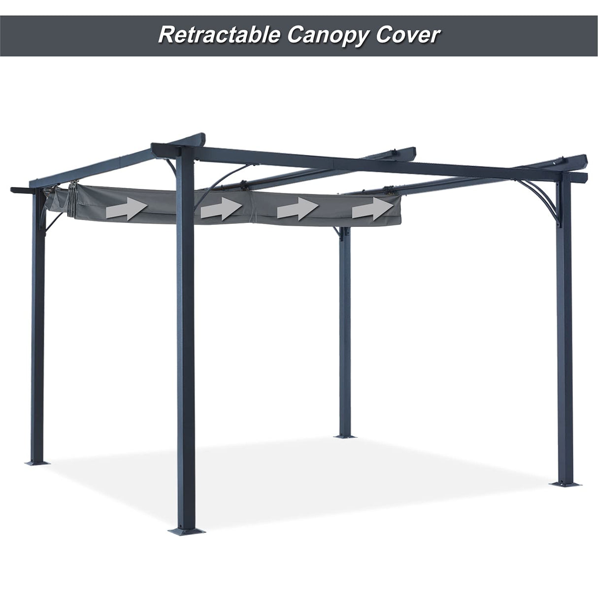ABCCANOPY Patio Pergola 11x11 - Outdoor Sun Shade Canopy with Retractable Roof for Garden Porch Backyard (Gray) ABCCANOPY