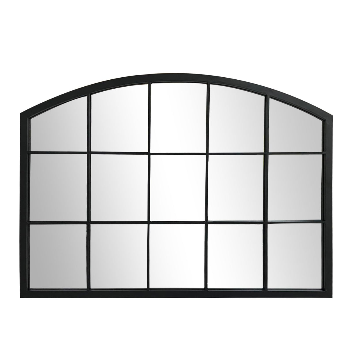 WAMIRRO Wide Window Pane Black Mirror,Farmhouse Arched Wall Mirror,Mantel Mirror for Fireplace/Entryway/Hallway/Living Room,33“X24” WAMIRRO