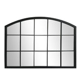 WAMIRRO Wide Window Pane Black Mirror,Farmhouse Arched Wall Mirror,Mantel Mirror for Fireplace/Entryway/Hallway/Living Room,33“X24” WAMIRRO