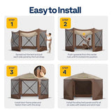 VIVOHOME 10x10ft Pop-Up Gazebo Screen Tent, 6-Sided Instant Outdoor Canopy Shelter with Large Main Door, Wind Panels, and Screens for Outdoor Parties, Camping, Lawn and Backyard VIVOHOME