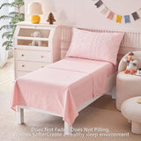 AIKASY Toddler Bedding Set 4 Pieces Super Soft Comforter Set, Shabby Boho Bohemian Design for Boys and Girls（Ruffle Fringe Comforter, Flat Sheet, Fitted Sheet and Pillowcase）- Coral Pink AIKASY