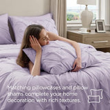 Bedsure Full Comforter Set Light Purple - Bed in a Bag Full Size Bedding Set 7 Pieces, GentleSoft™ Pintuck Bed Set Gift for Family, Pinch Pleat All Season Comforter with Sheets, Pillowcases & Shams Bedsure