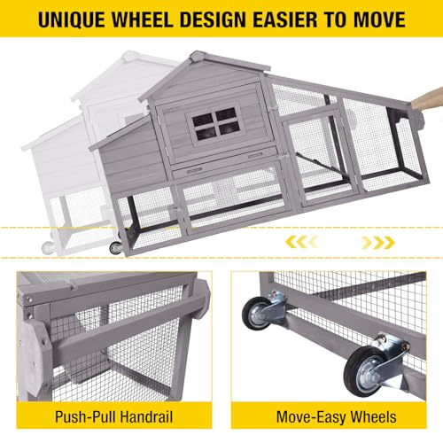 Aivituvin Wooden Chicken Coop Hen House, Outdoor Large Rabbit/Bunny Hutch, Small Animal Cage (Grey) - WoodArtSupply