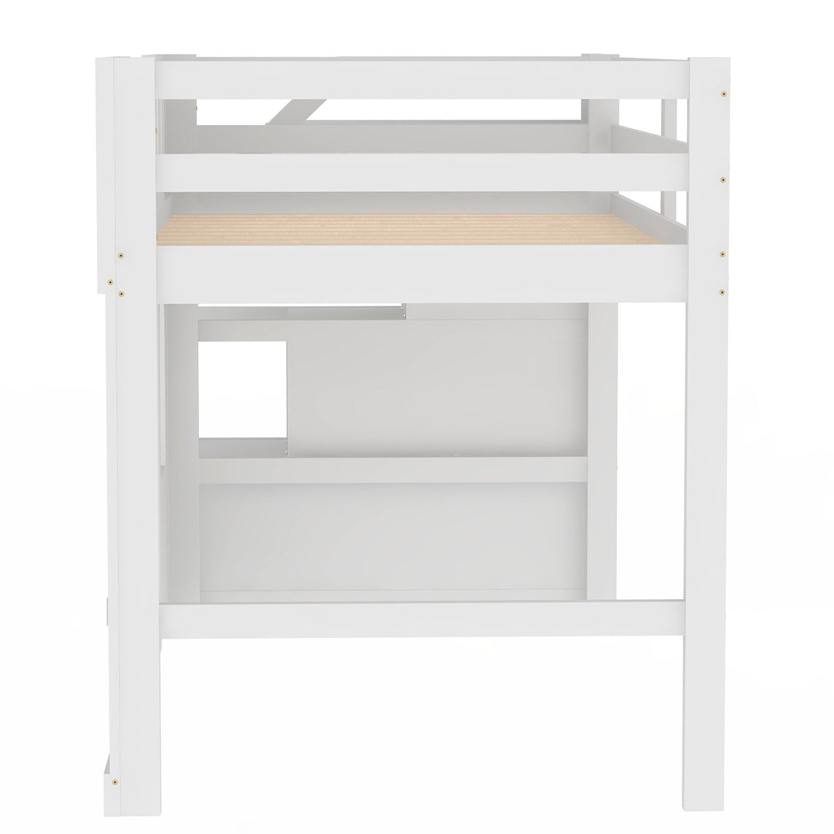 Harper & Bright Designs White Twin Low Loft Bed with Storage Staircase and Windows Harper & Bright Designs