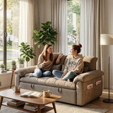 Vakdle Loveseat Convertible Sofa Bed, Pull-Out futon Couch,3 in 1 Sleeper Bed with Reclining Backrest and Storage for Bedroom Living Room Apartment (Grey, 47.24") Vakdle