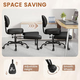 Shahoo Ergonomic Cross Legged Office Chair with Wheels - Adjustable Height Kneeling Meditation Chairs for ADHD, Yoga & Desk Work - Wide Criss Cross Seat with Lumbar Support, (Faux PU,Black) Shahoo